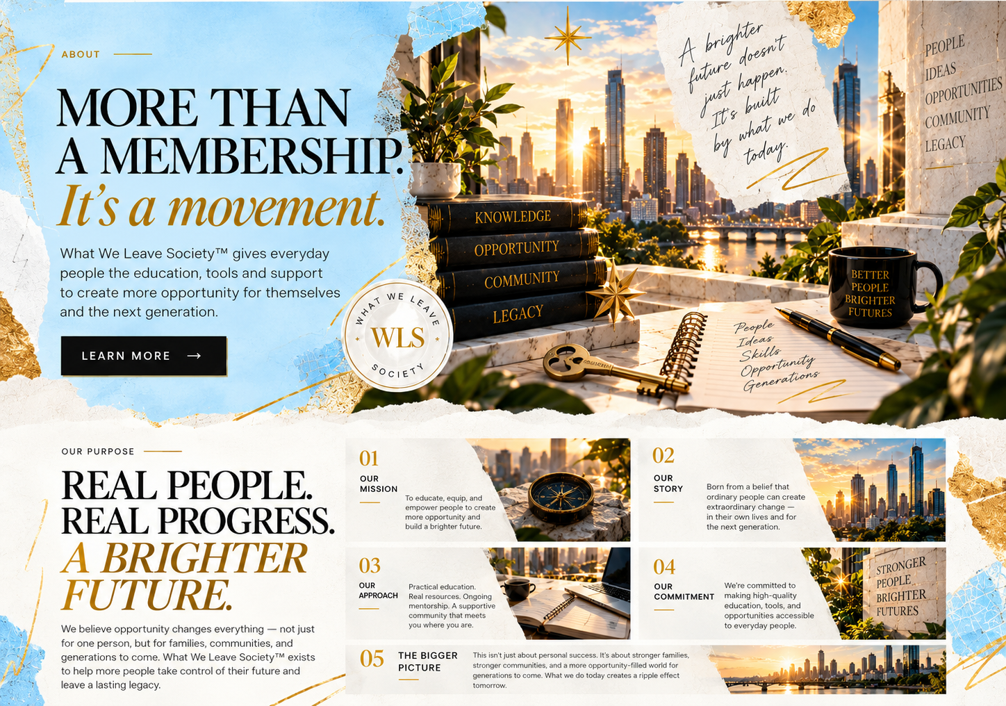 Approved About editorial design for What We Leave Society